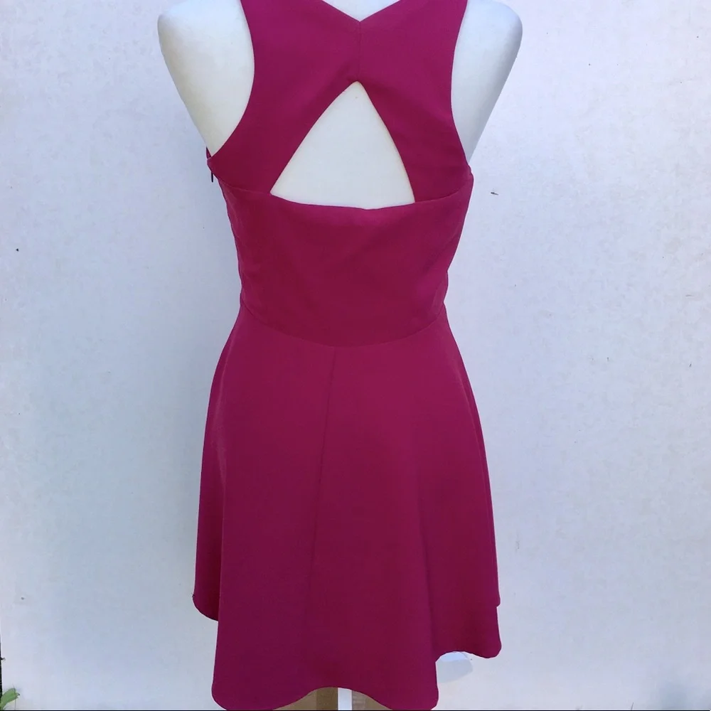 ADELYN RAE FUCSHIA CUTOUT SKATER DRESS